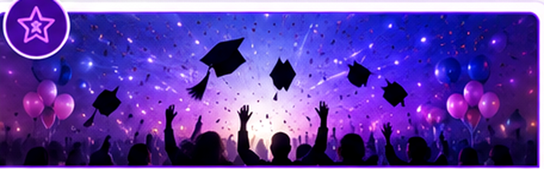 Graduation celebration with caps in the air